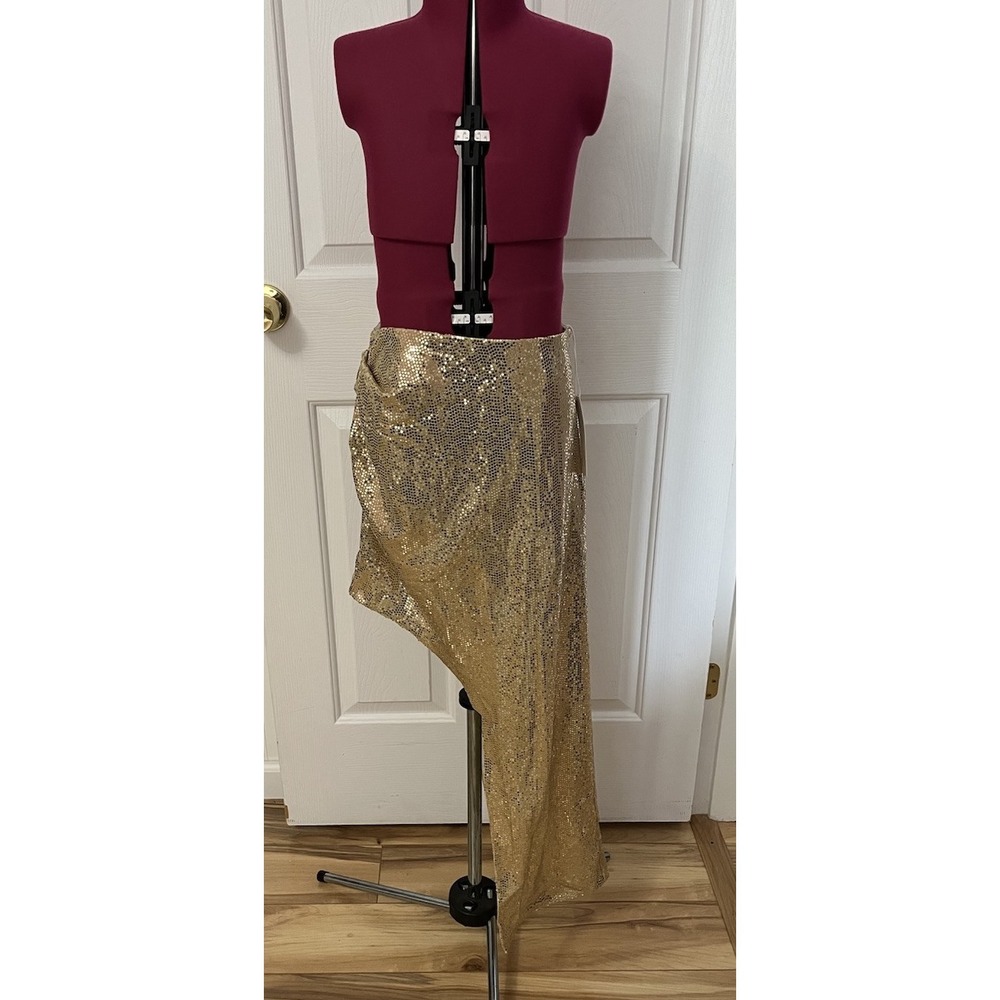 Drew Boutique Skirt Women Sz 4 Gold Sequin Asymmetrical Rave Festival New Year